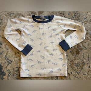 Babycottons Blue and White Kids long sleeve shirt Dino print